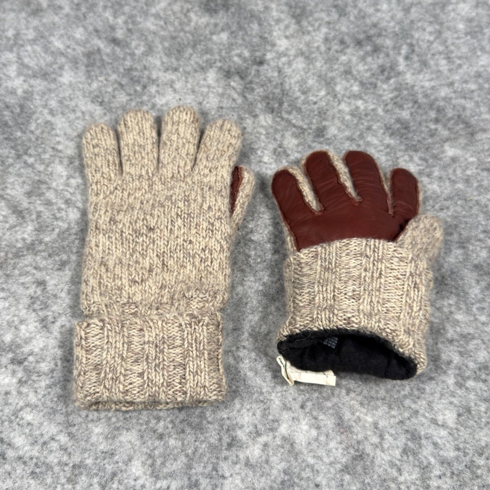 J. Crew Smartphone Gloves Wool Blend Oarsman Beige Brown Lined Warm Winter - Picture 3 of 7